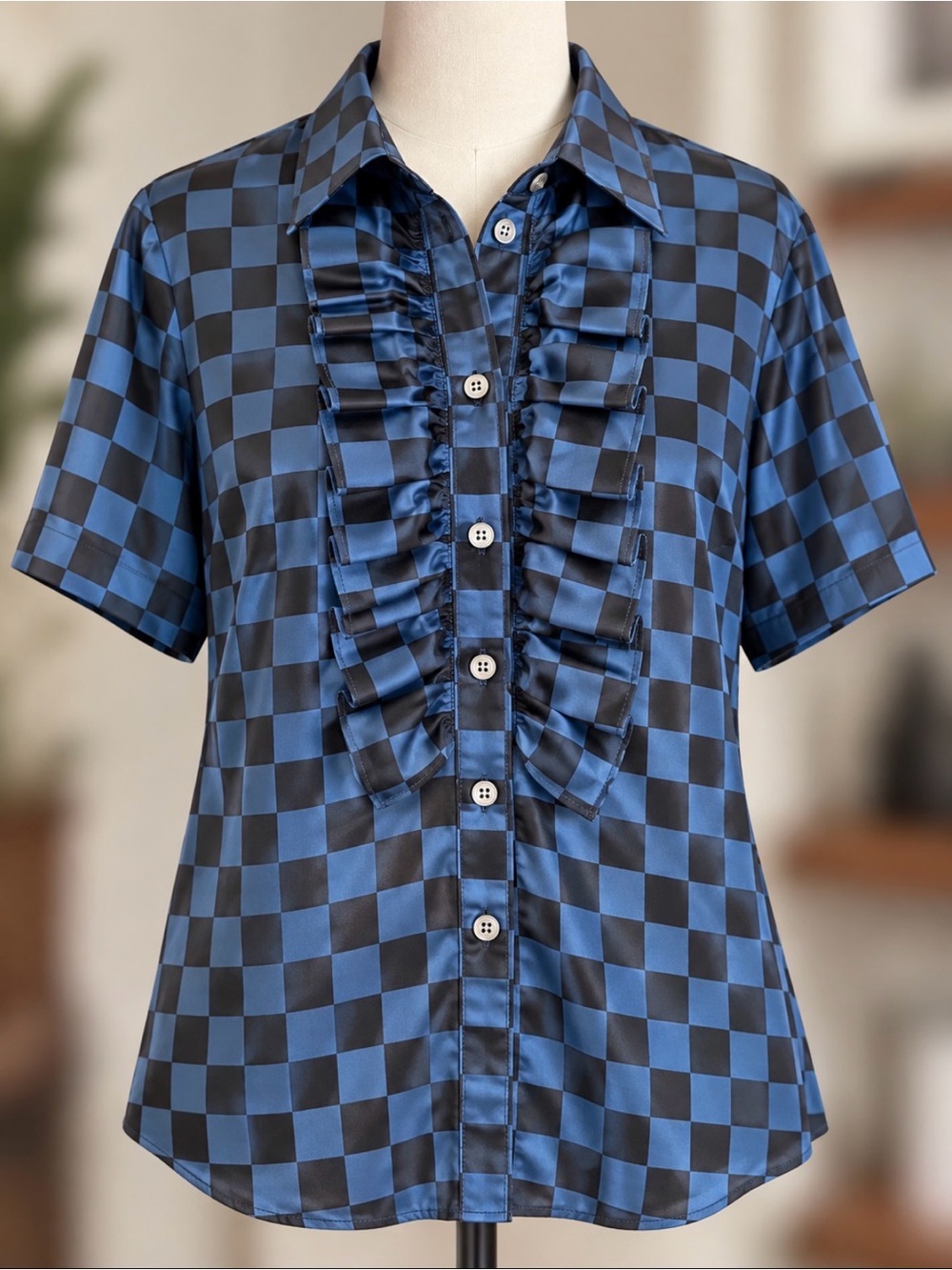 Marc by Marc Jacobs Checkerboard Ruffle Blouse as seen on Rizzoli & Isles Silk S